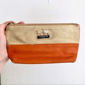 Gold Orange Leather Wristlet Clutch Bag Logo Summer Boho Small Purse Wedding Y2K